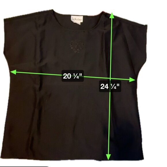 Lady Manhattan Medium Black Blouse Embroidered Detail Short Sleeves Career Layer - Picture 8 of 8